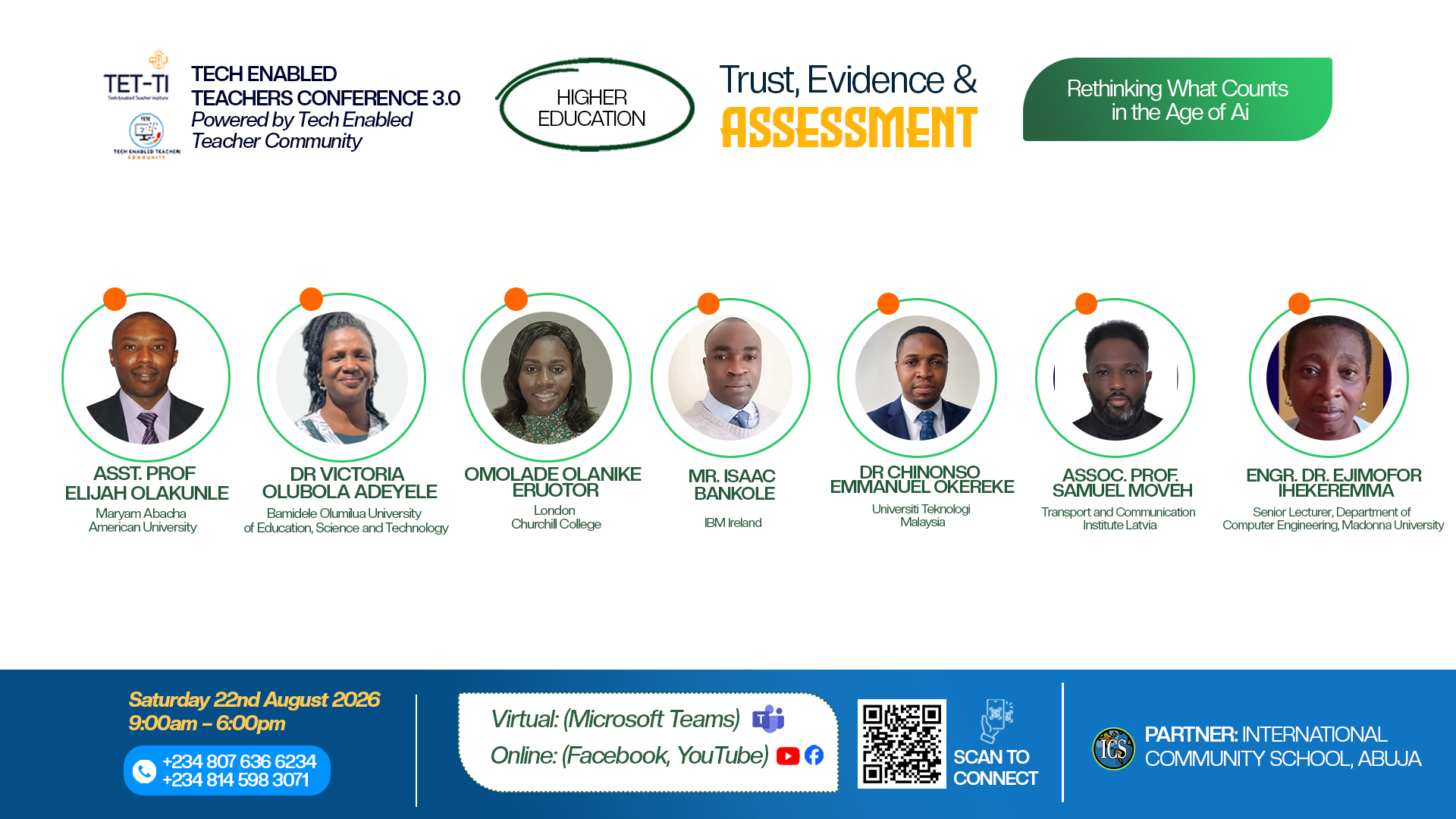 TETC 3.0 Higher Education speaker lineup — all 7 confirmed Higher Education Track speakers
