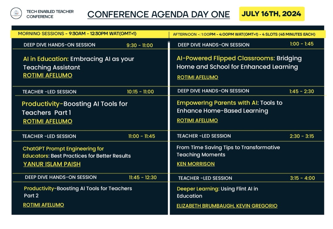 TETC 1.0 Day One agenda graphic
