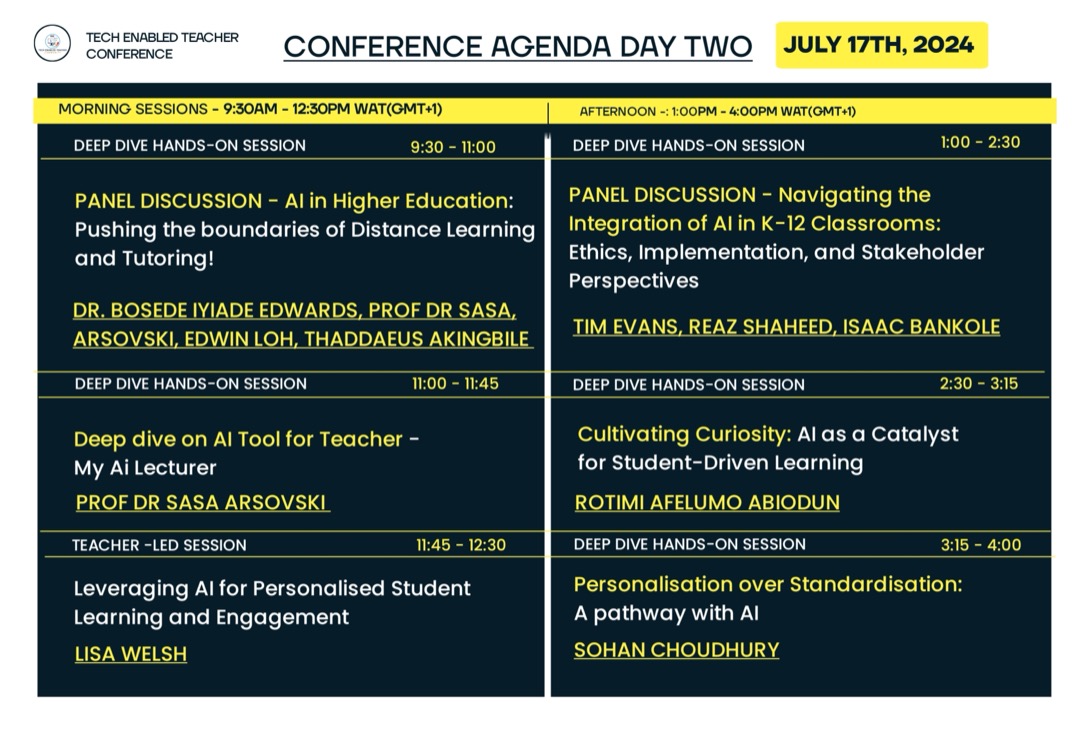 TETC 1.0 Day Two agenda graphic
