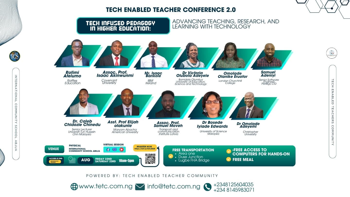 TETC 2.0 Higher Education flyer — Tech Infused Pedagogy in Higher Education, 22–23 August 2025