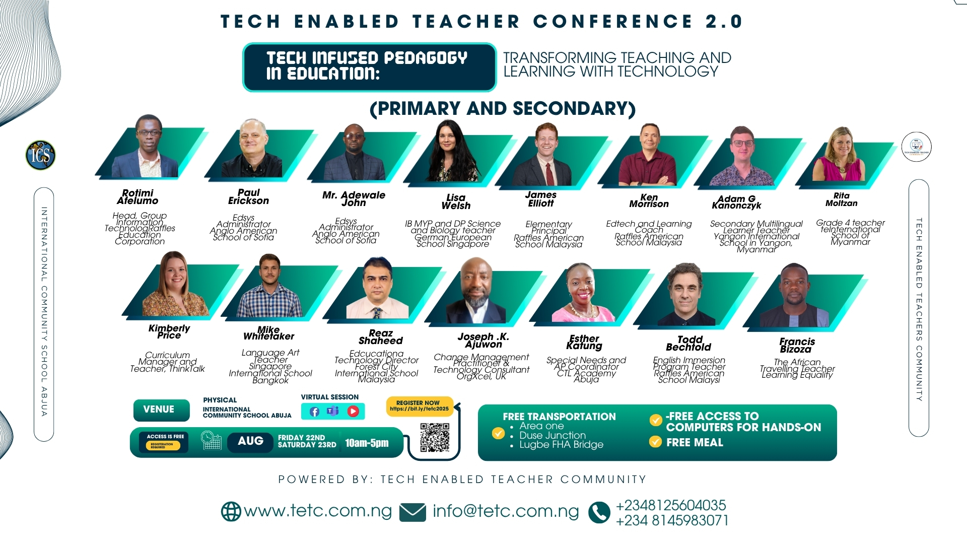 TETC 2.0 Primary & Secondary flyer — Tech Infused Pedagogy in Education, 22–23 August 2025